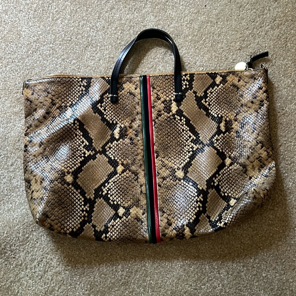 Clare V. Tan Spring Snake Attache Tote